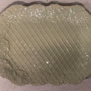 Bordallo Pinheiro Green Leaf and Lattice Platter 18” made in Portugal